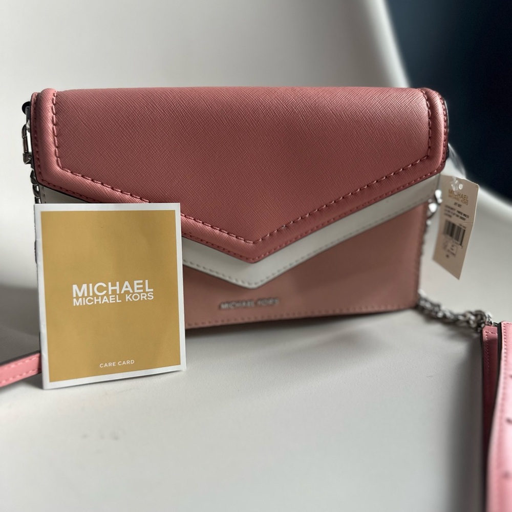 Michael Kors Pink and White Crossbody Bag